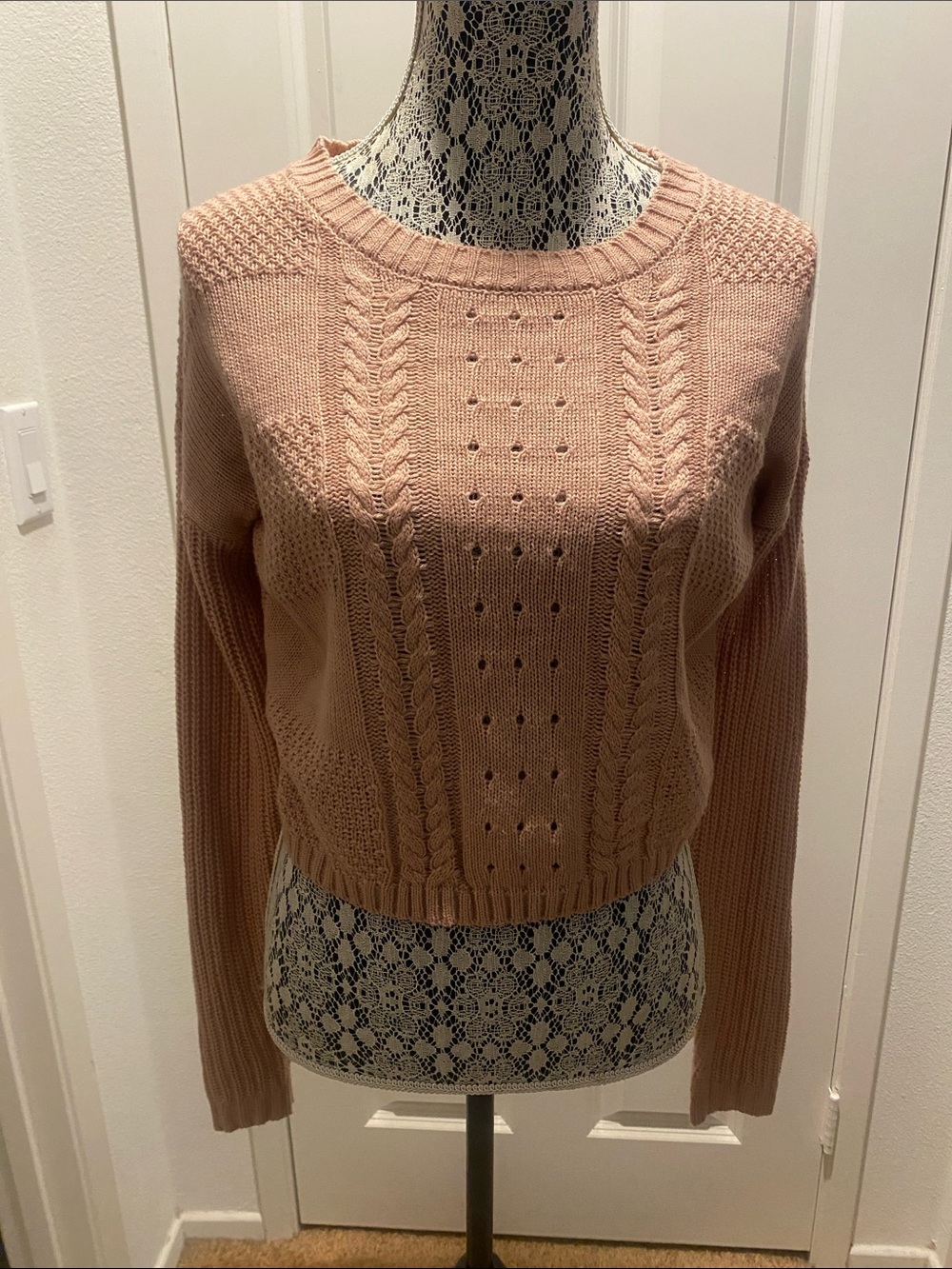 Aster Cable Knit Sweater in Dusty Rose